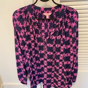 Lilly Pulitzer Silk Elsa Frog Print Sz L